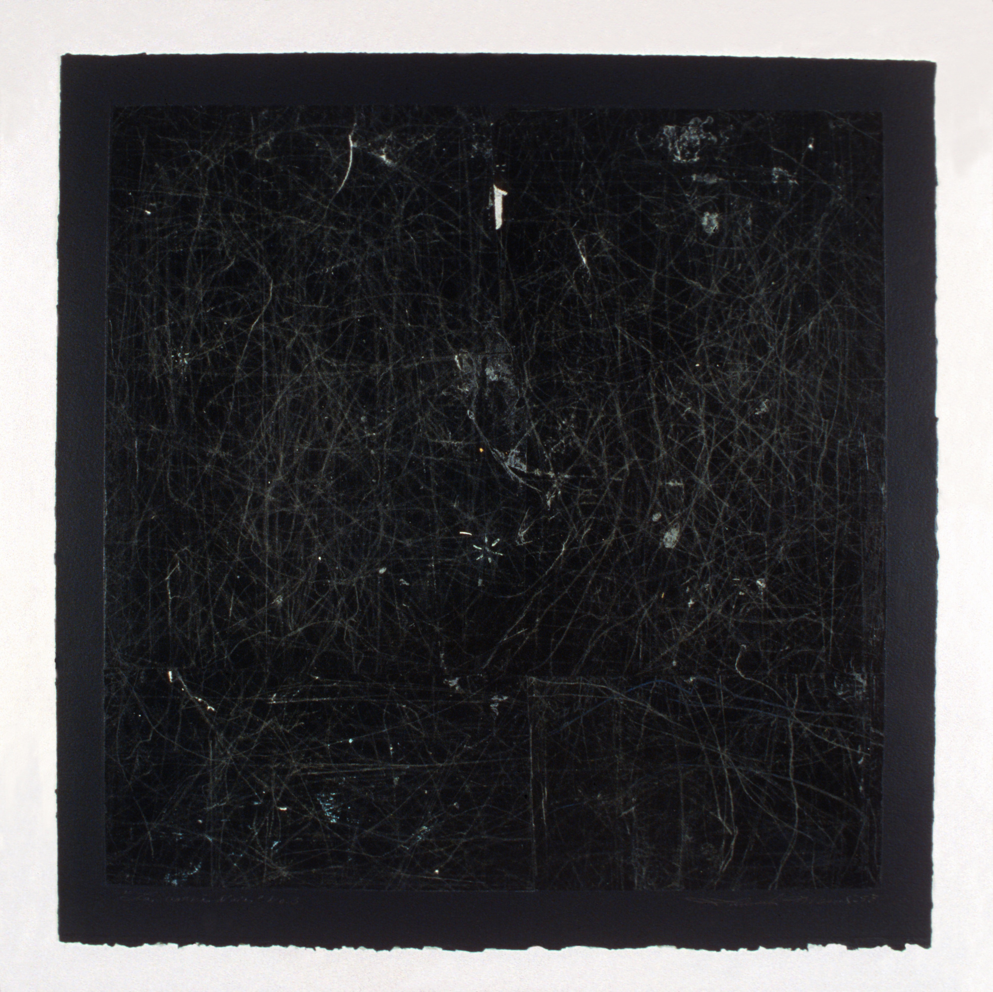 Les carrés noirs no 3, 1998. Gouache and pencil on carbon paper, 46 x 46 cm.